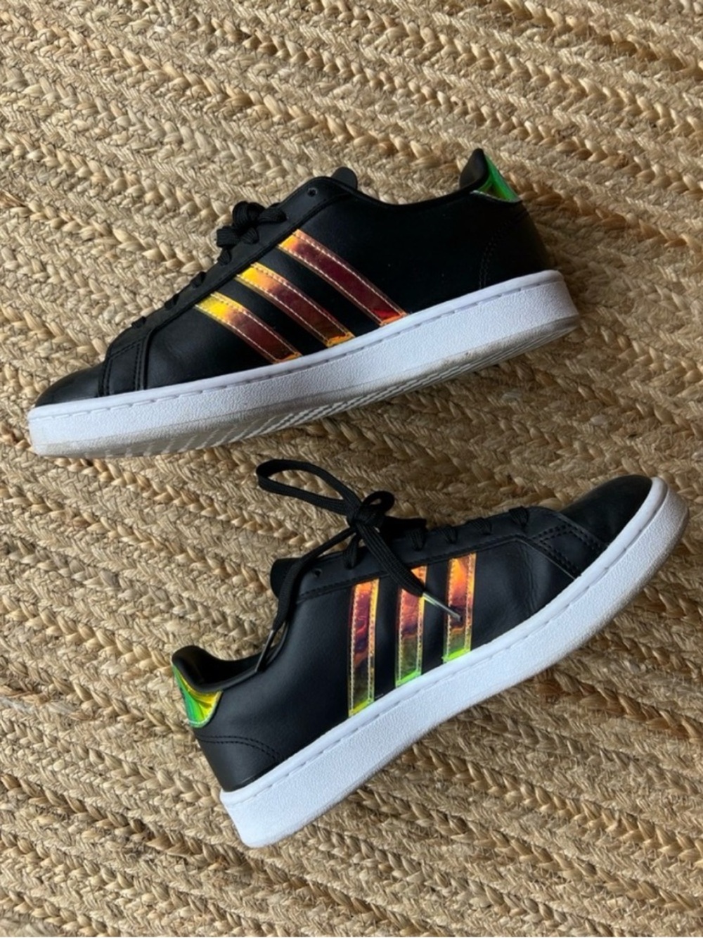 adidas Black Sneakers with Iridescent Stripes